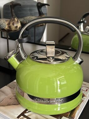 KitchenAid Bright Lime Green Enamel Stovetop Kettle with Polished Stainless